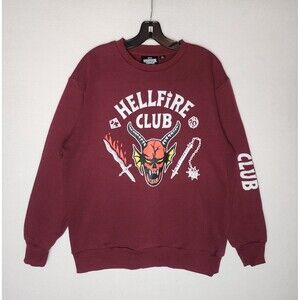 Stranger Things Sweatshirt Hellfire Club Netflix Maroon Mens Medium